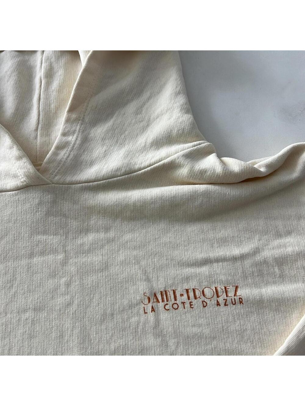 Rosa Cha St. Tropez Cream Graphic Boxy Sweatshirt Hoodie Size Medium - Picture 4 of 7